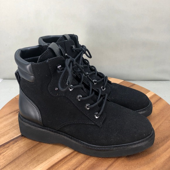 MICHAEL by Michael Kors Womens Size 10 M Black Canvas Lace Up Ankle Boots - Picture 1 of 8